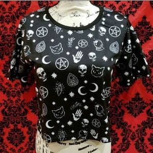 New witchcraft symbols crop top shirt